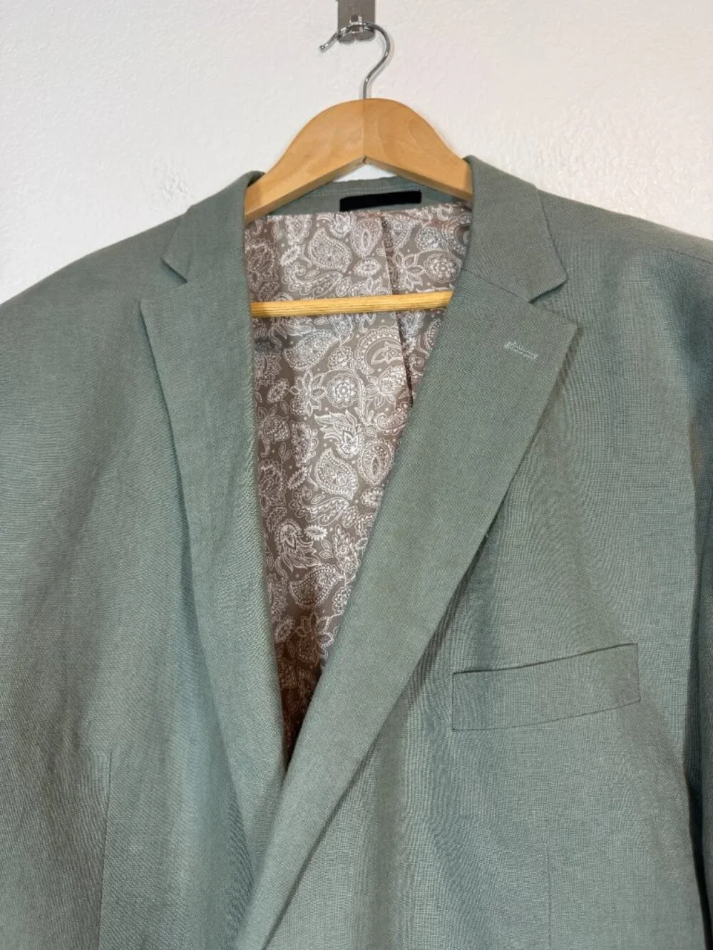 Lauren Ralph Lauren Linen Sport Coat Blazer Sage Green 50R Paisley Lined